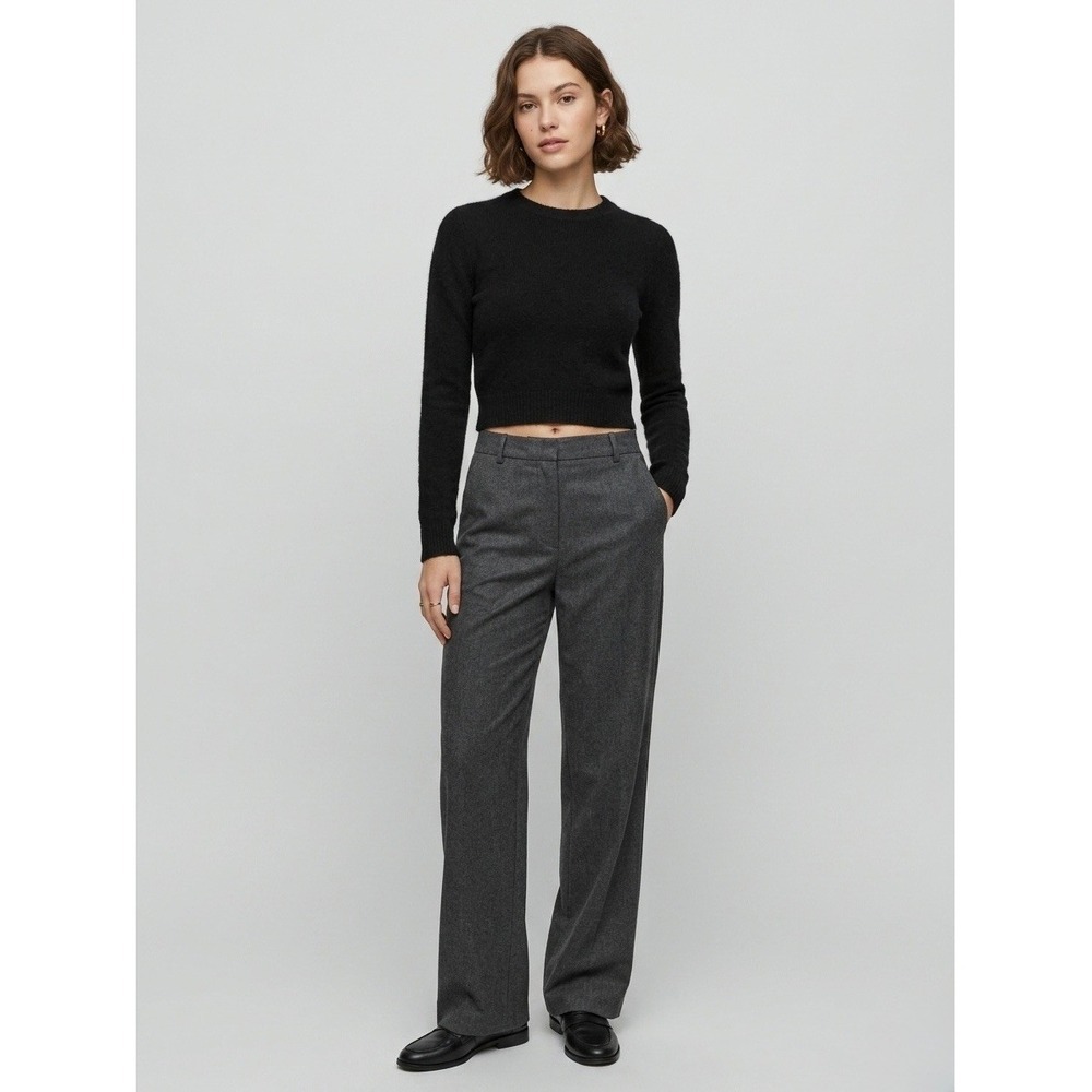 Reformation Jeans Black Recycled Cashmere Blend Cropped Crew Neck Sweater XS